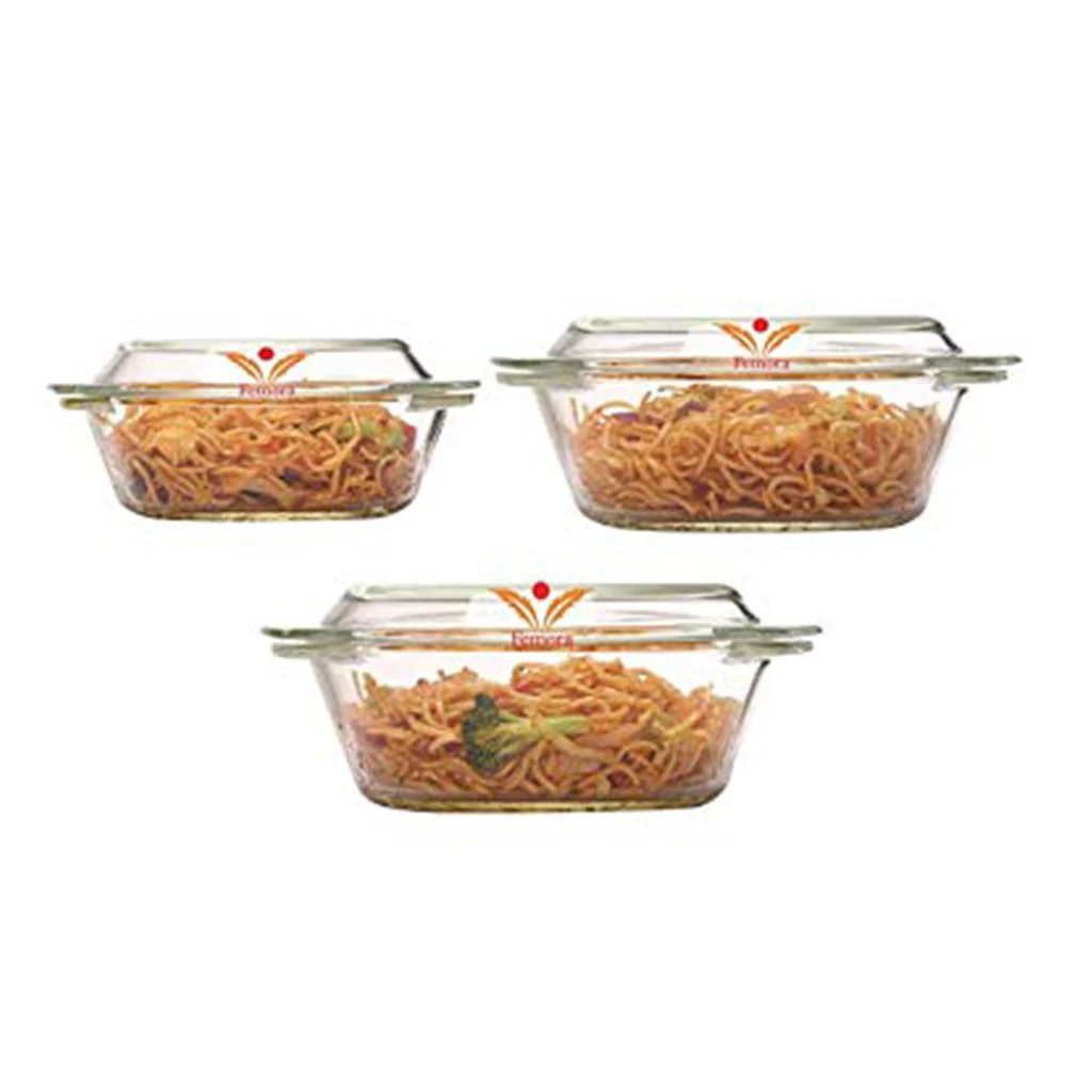 Microwave Safe Borosilicate Glass Round Casseroles: Set of 3
