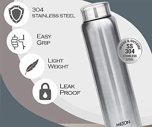 Milton Aqua 1000 Stainless Steel Water Bottle, 930 ml, Silver - Image 2