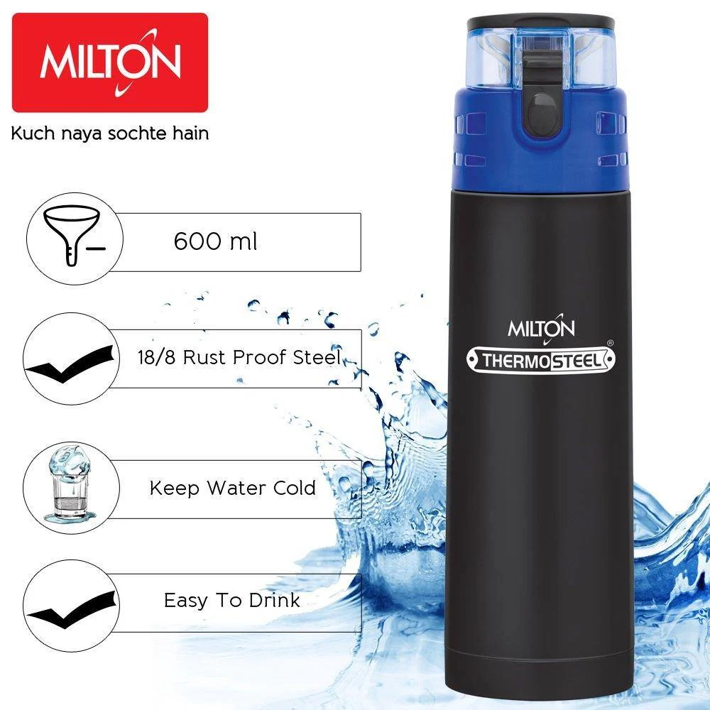 Milton Atlantis-600 Thermosteel Water  Bottle,500 ml,Black - Image 6