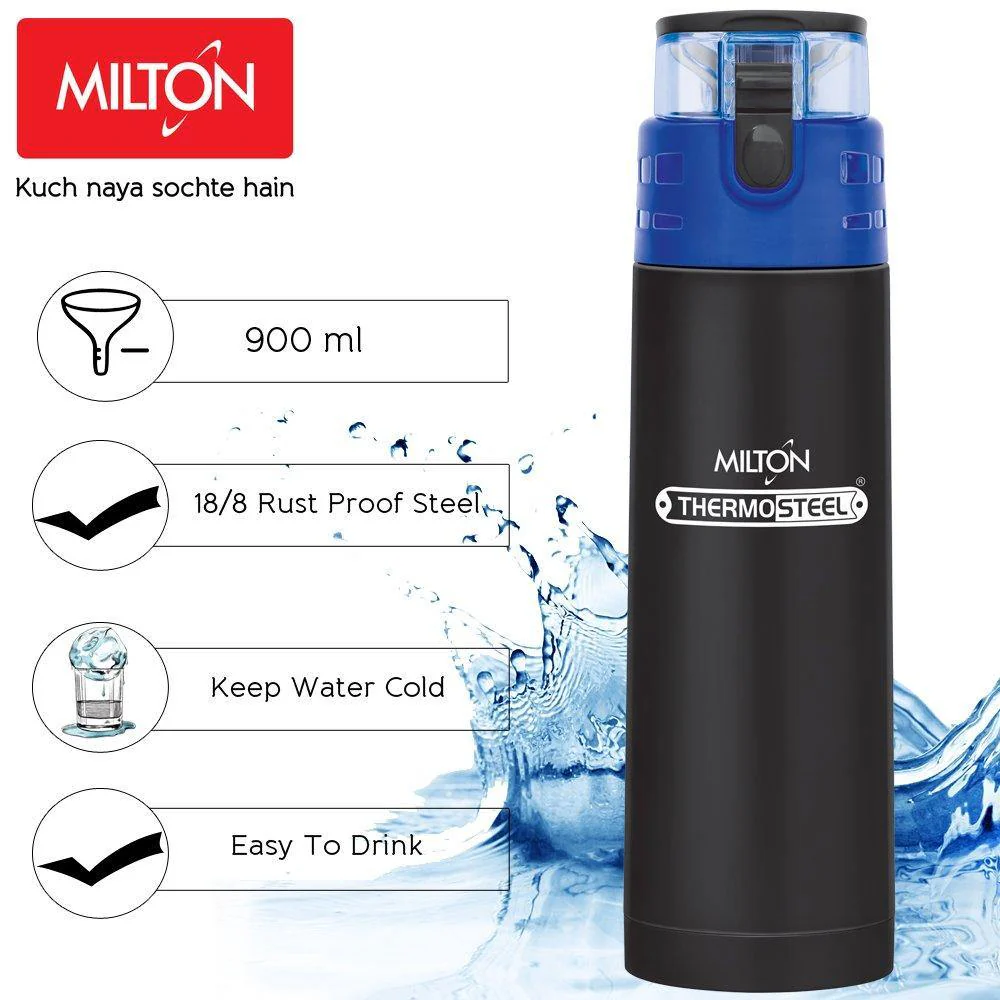 Milton Atlantis-900 Thermosteel Water Bottle,900 ml,Black - Image 6