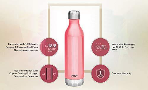 Milton Bliss 900 Thermosteel Water Bottle, 820 ml (Pink) - Image 3