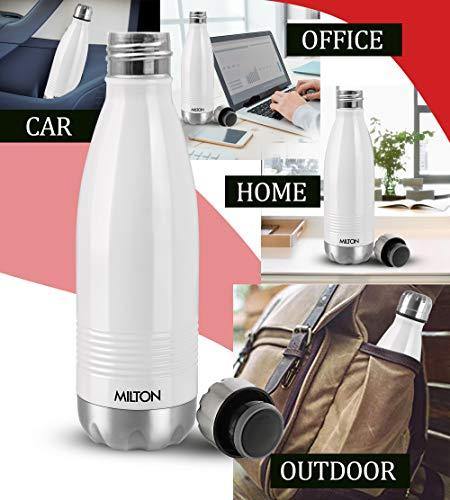 Milton Duo DLX 1000 Thermosteel 24 Hours Hot and Cold Water Bottle, 1 Litre, White - Image 3
