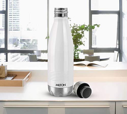 Milton Duo DLX 1000 Thermosteel 24 Hours Hot and Cold Water Bottle, 1 Litre, White - Image 4