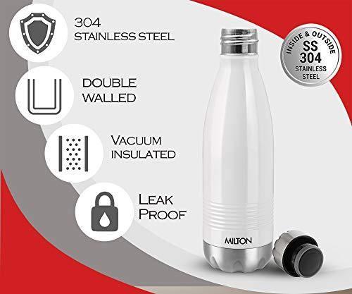 Milton Duo DLX 1000 Thermosteel 24 Hours Hot and Cold Water Bottle, 1 Litre, White - Image 7