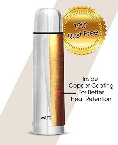 Milton Flip Lid 500 Thermosteel 24 Hours Hot and Cold Water Bottle with Bag, 500 ml, Silver - Image 7