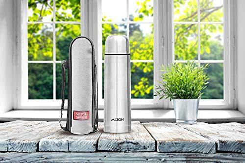 Milton Flip Lid 500 Thermosteel 24 Hours Hot and Cold Water Bottle with Bag, 500 ml, Silver - Image 8