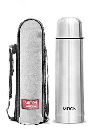 Milton Flip Lid 500 Thermosteel 24 Hours Hot and Cold Water Bottle with Bag, 500 ml, Silver - Image 9