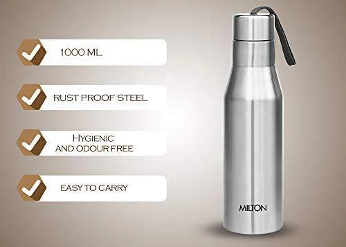 Milton Super 1000 Single Wall Stainless Steel Bottle, 1000 ml, Silver - Image 5