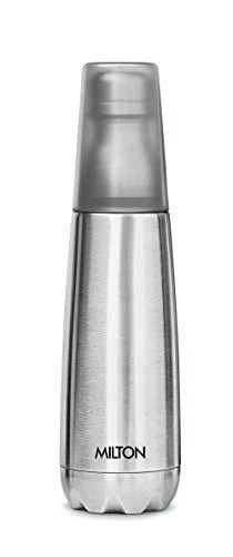 Milton Vertex -1000 Thermosteel Water Bottle with Unbreakable Tumbler, 1000 ml, Silver