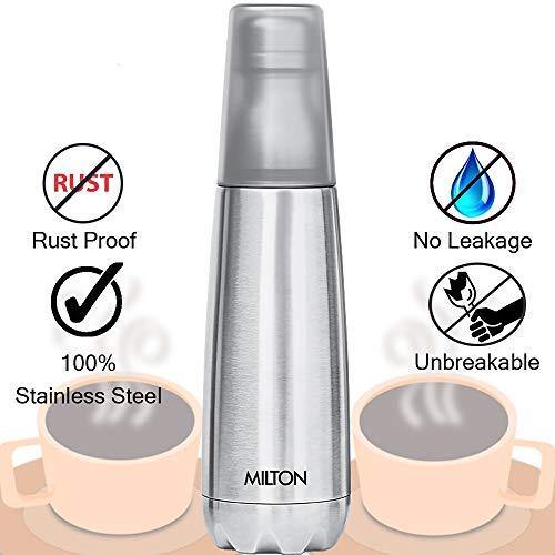 Milton Vertex -1000 Thermosteel Water Bottle with Unbreakable Tumbler, 1000 ml, Silver - Image 4