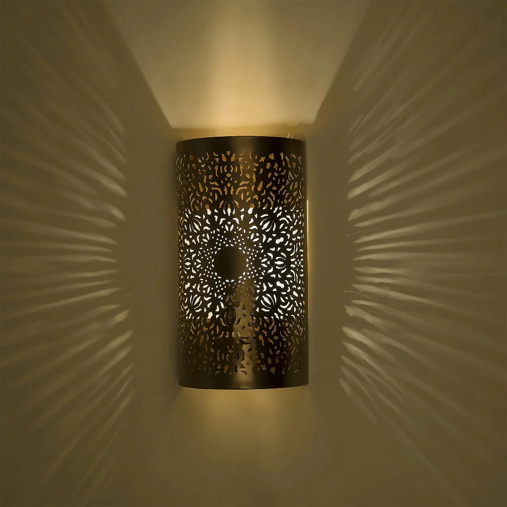 Moroccan Filgree Wall Lam, Antique Brass Finish Ceiling Lights