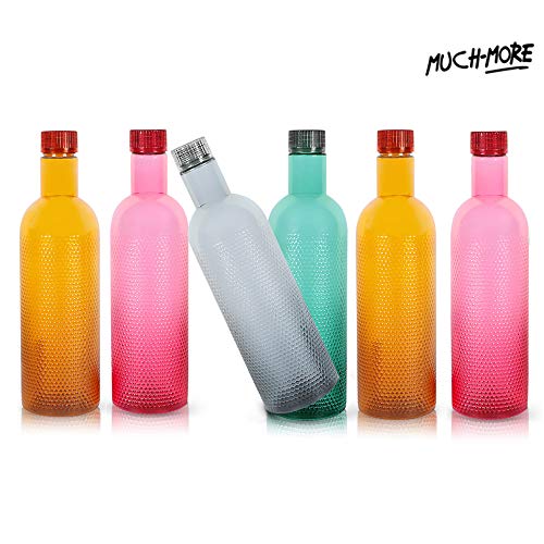 MUCH-MORE 6 Plastic Fridge Bottles Set 1 Liter Turtle Design with Complimentary Knife (Multicolor WB-08) - Image 2
