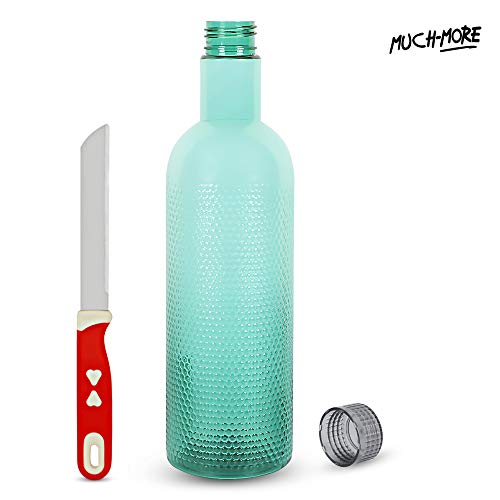 MUCH-MORE 6 Plastic Fridge Bottles Set 1 Liter Turtle Design with Complimentary Knife (Multicolor WB-08) - Image 3