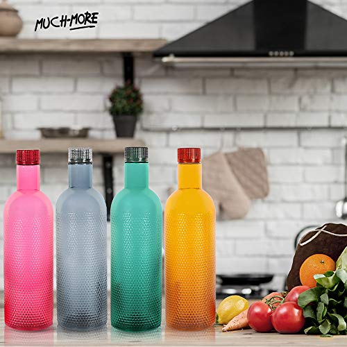 MUCH-MORE 6 Plastic Fridge Bottles Set 1 Liter Turtle Design with Complimentary Knife (Multicolor WB-08) - Image 5