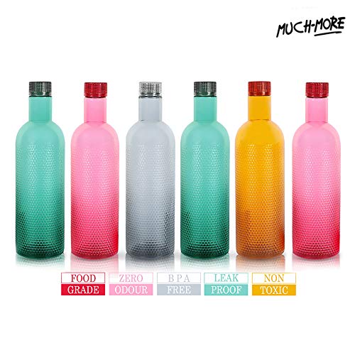 MUCH-MORE 6 Plastic Fridge Bottles Set 1 Liter Turtle Design with Complimentary Knife (Multicolor WB-08) - Image 7