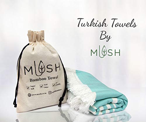 Mush 100% Bamboo Light Weight Turkish Style Towels: Ultra Soft, Super Absorbent - Bath Towel for Home & Travel (Turquoise, 1) - Image 2
