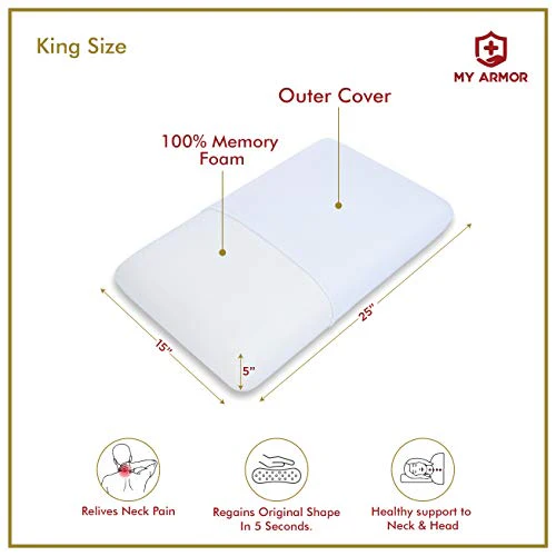 MY ARMOR Orthopaedic Memory Foam Pillow, King Size (25" x 15" x 5") - Image 5