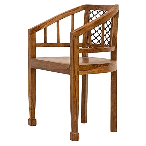 Naturehood Arts™Wooden Chair - Arm Chair for Living Room with Unique mughlai Jali ✮100% Sheesham Wood Living Room Furniture ✮ (PETRICHOR Collection) - Image 3