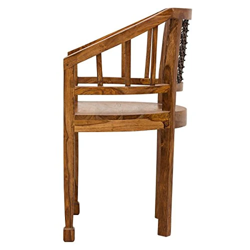Naturehood Arts™Wooden Chair - Arm Chair for Living Room with Unique mughlai Jali ✮100% Sheesham Wood Living Room Furniture ✮ (PETRICHOR Collection) - Image 4