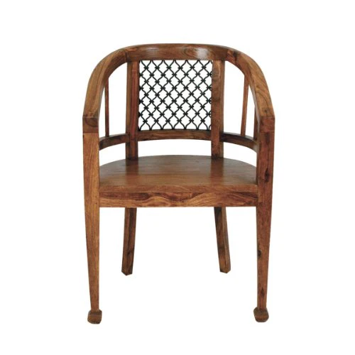 Naturehood Arts™Wooden Chair - Arm Chair for Living Room with Unique mughlai Jali ✮100% Sheesham Wood Living Room Furniture ✮ (PETRICHOR Collection) - Image 5