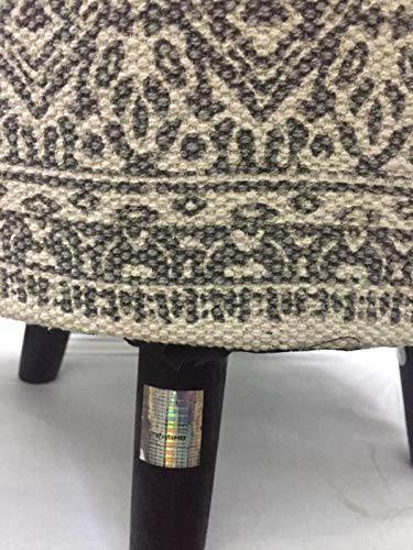 Nestroots Printed Ottoman Cushion Footrest Stool Pouf - 4 Wooden Legs Added Stability (Off-White Printed) - Image 8