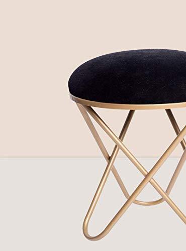 Nestroots Stool for Living Room Sitting Velvet Ottoman upholstered Foam Cushioned pouffe Puffy for Foot Rest Home Furniture with Golden Cross Legs Velvet (17" inch Height Black Set of 2) - Image 6