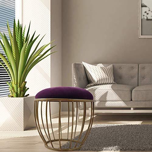 Nestroots Stool for Living Room Sitting Velvet Ottoman upholstered Foam Cushioned pouffe Puffy for Foot Rest Home Furniture with Golden Curved Legs Velvet (14" inch Height Wine) - Image 3
