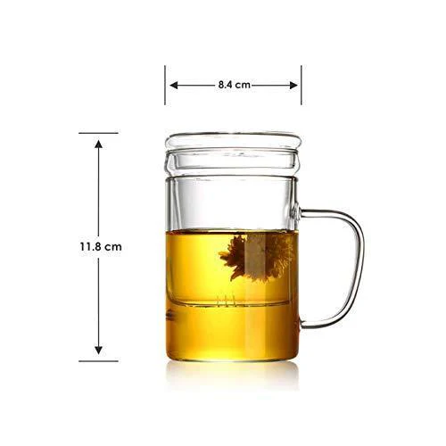 Octavius Borosilicate Glass Green Tea Cup with Infuser and Lid - 350 ml - Image 5