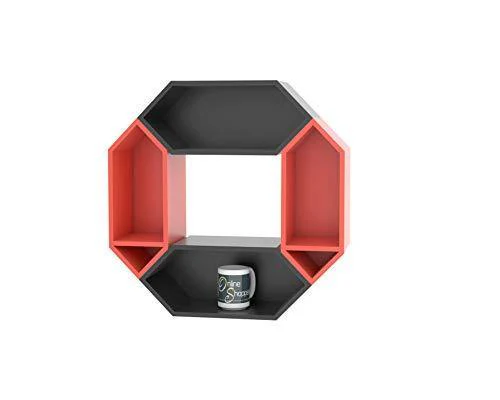 Onlineshoppee Pared Hexagon Floating Wall Shelf with 4 Shelves (Standard, Black: Orange) - Image 7