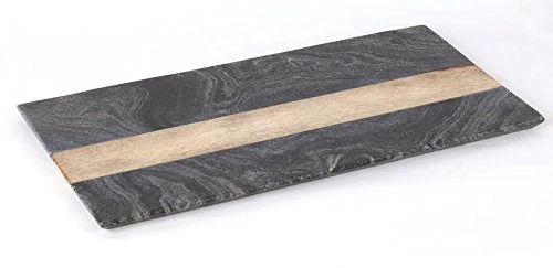 Organic Home Black Marble and Mango Wood Platter - Image 2