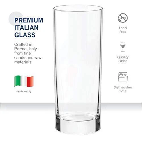 Paksh Novelty Italian Highball Glasses [Set of 6] Clear Heavy Base Tall Bar Glass - Drinking Glasses for Water, Juice, Beer, Wine, and Cocktails | 13 Ounces - Image 7