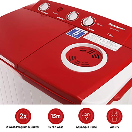 Panasonic 7 kg 5 Star Semi-Automatic Top Loading Washing Machine (NA-W70E5RRB, Red, Powerful Motor) - Image 8