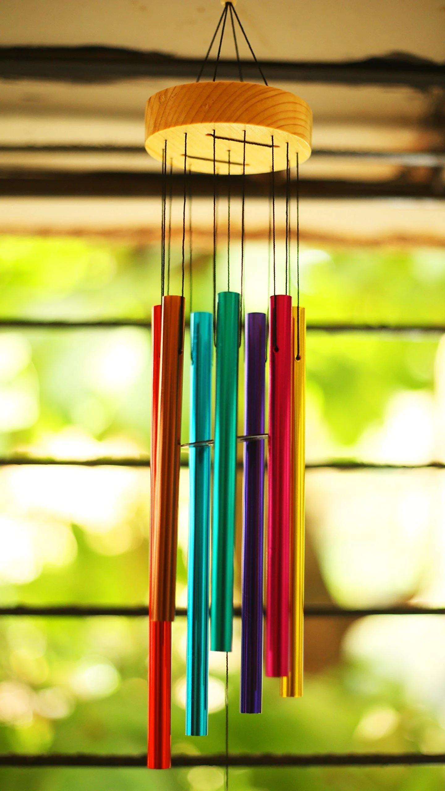 PARADIGM PICTURES Wood and Metal Colourful Wind Chimes for Positive Energy, Multi-coloured - Image 4