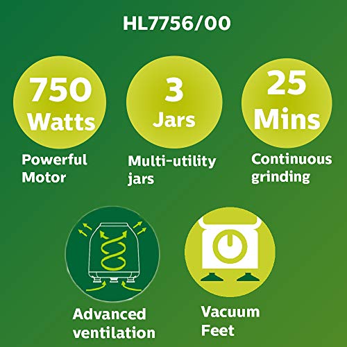 Philips HL7756/00 Mixer Grinder, 750W, 3 Jars (Black) - Image 6