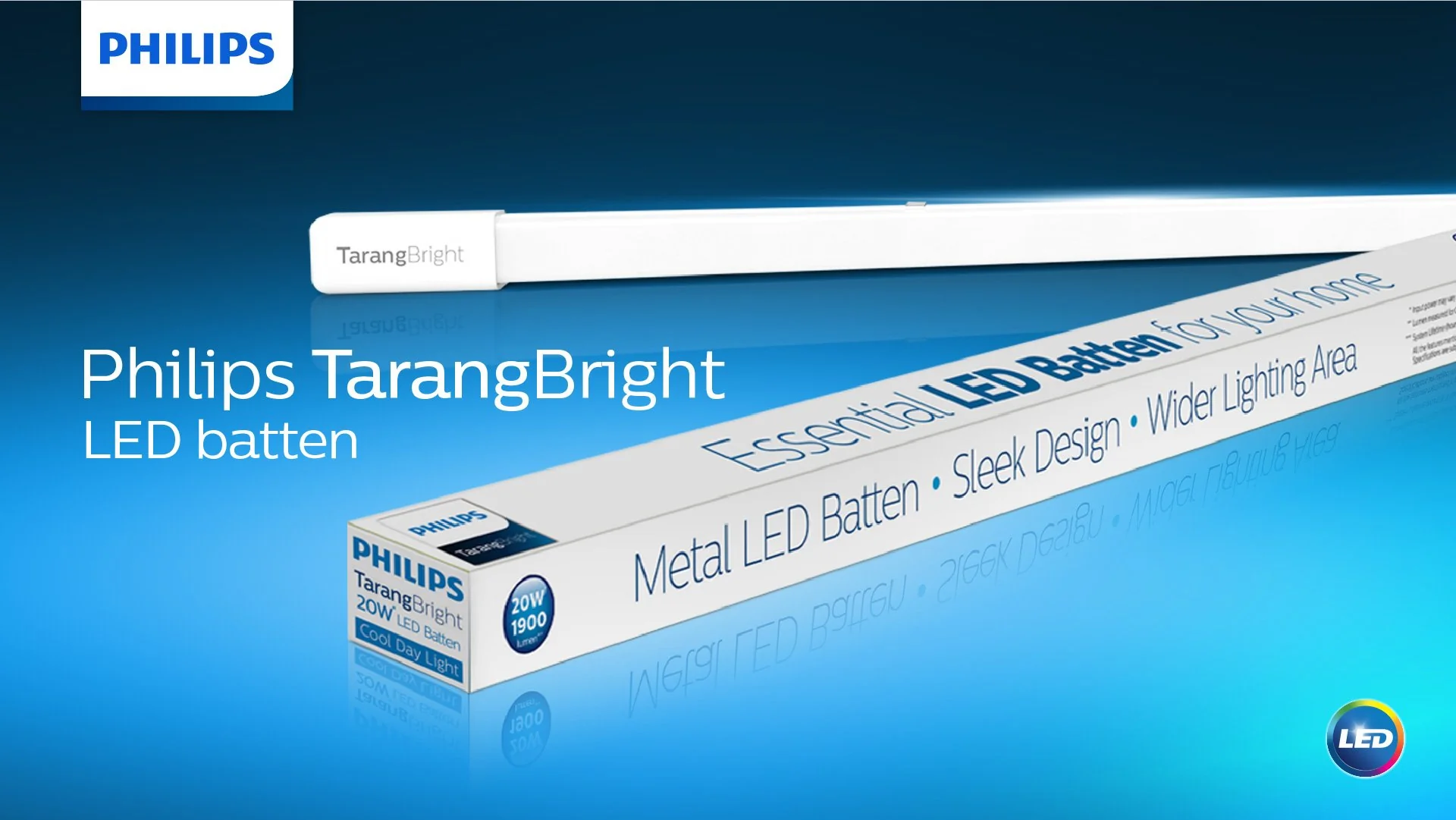 Philips Tarang Bright 20-Watt LED Batten (Pack of 2, Cool Day Light, Rectangle) - Image 3