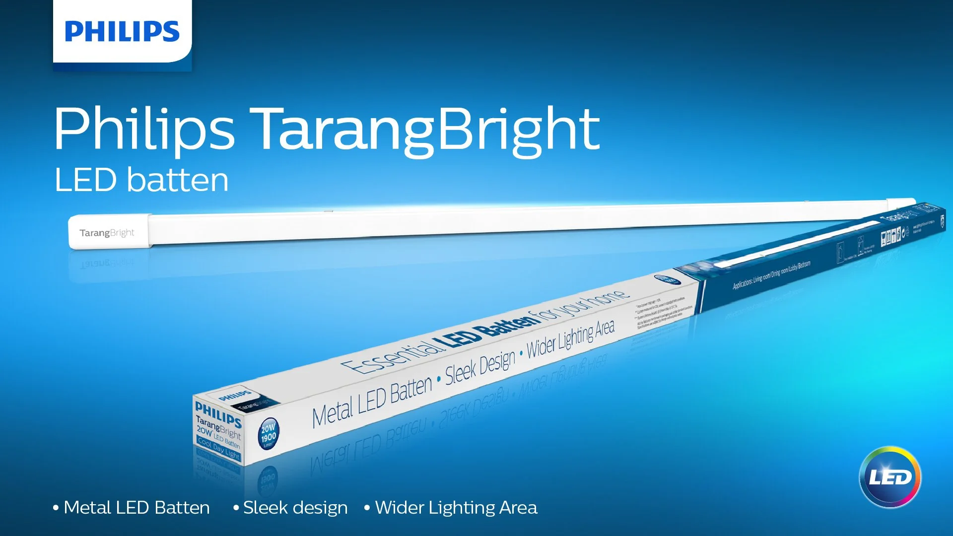 Philips Tarang Bright 20-Watt LED Batten (Pack of 2, Cool Day Light, Rectangle) - Image 7