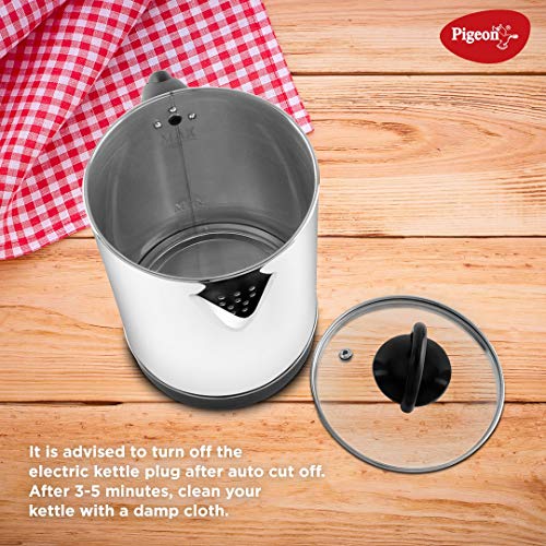Pigeon by Stovekraft Quartz Kettle with Stainless Steel Body, 1.7 litres with 1500 Watt, boiler for Water, milk, tea, coffee, instant noodles, soup etc - Image 5
