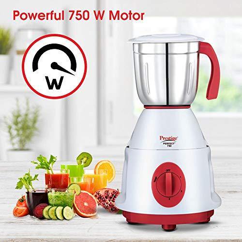 Prestige Perfect Plus Juicer Mixer Grinder, 750 Watt, 4 Jars (White and Red) - Image 5