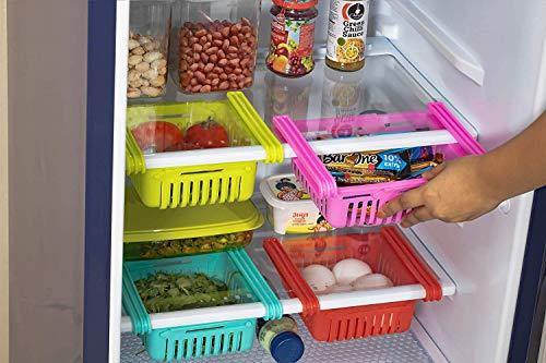 Primelife Adjustable Kitchen Refrigerator Storage Rack Fridge Freezer Shelf Holder Pull-Out Drawer Organiser Space Saver Trays (2)