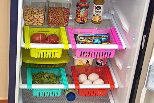 Primelife Adjustable Kitchen Refrigerator Storage Rack Fridge Freezer Shelf Holder Pull-Out Drawer Organiser Space Saver Trays (2) - Image 3