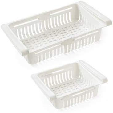 Primelife Adjustable Kitchen Refrigerator Storage Rack Fridge Freezer Shelf Holder Pull-Out Drawer Organiser Space Saver Trays (2) - Image 5