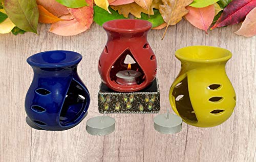 Pure Source India Ceramic Oil Diffuser (Multicolour) -Set of 3 - Image 3