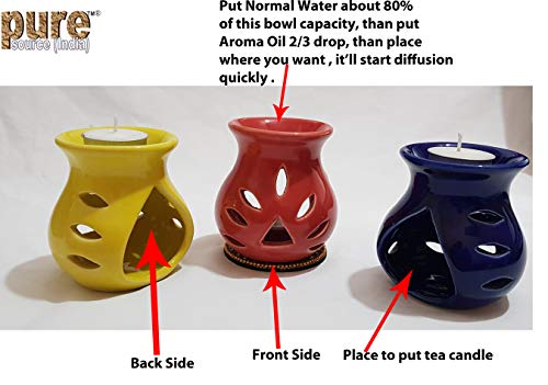Pure Source India Ceramic Oil Diffuser (Multicolour) -Set of 3 - Image 5