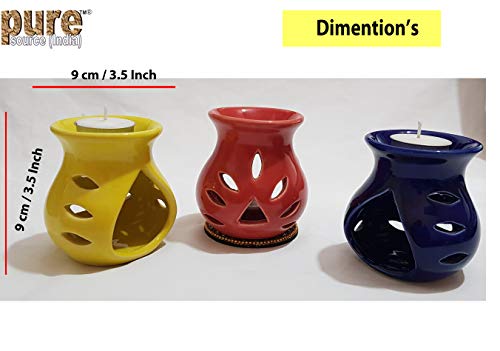 Pure Source India Ceramic Oil Diffuser (Multicolour) -Set of 3 - Image 6