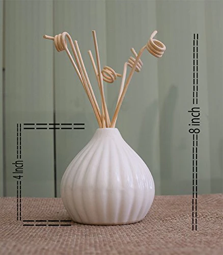 Pure Source India Garlic Design Ceramic Pot,Reed Diffuser Pot, with 8 pcs Reed Sticks, Capacity of This Ceramic Vase is About 150 ML - Image 5
