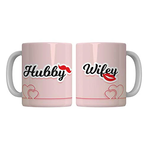 PUREZENTO Hubby Wifey Coffee Mug Tea/Milk Cup