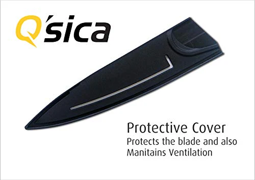 Q'sica Non-Stick 8.0" Chef's Kitchen Knife with Blade Cover, Black - Image 2