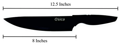 Q'sica Non-Stick 8.0" Chef's Kitchen Knife with Blade Cover, Black - Image 4