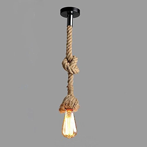 Quace Head Vintage Hemp Rope Pendant Light Fixture (110V-220V, Brown, 1m) - 4 Units - Image 2