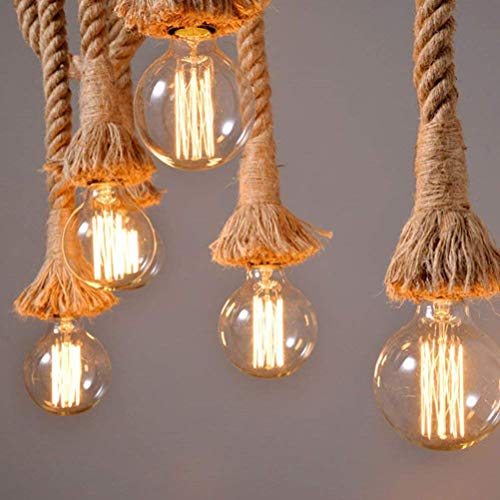 Quace Head Vintage Hemp Rope Pendant Light Fixture (110V-220V, Brown, 1m) - 4 Units - Image 4